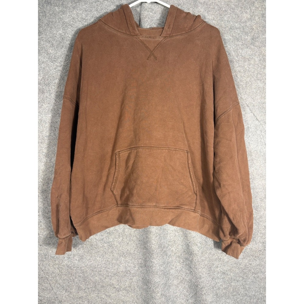 American Eagle Mens XL Brown Pullover Hoodie Fleece Sweatshirt Relaxed Fit